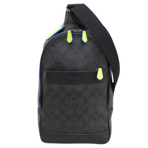 COACH Coach Leather Signature Body Bag for Men, Black F41317